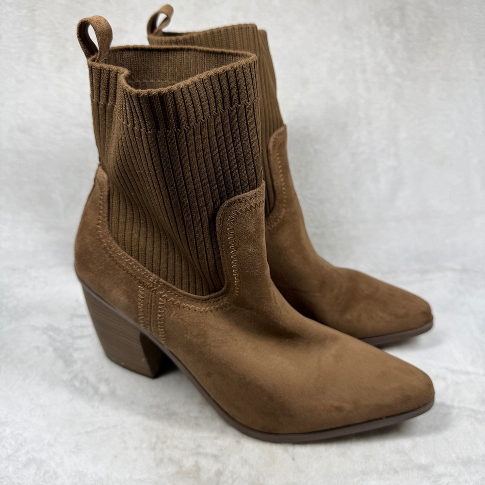 Universal Thread Womens Cognac Brown Faux Suede Sock Ankle Boots 11 096107344